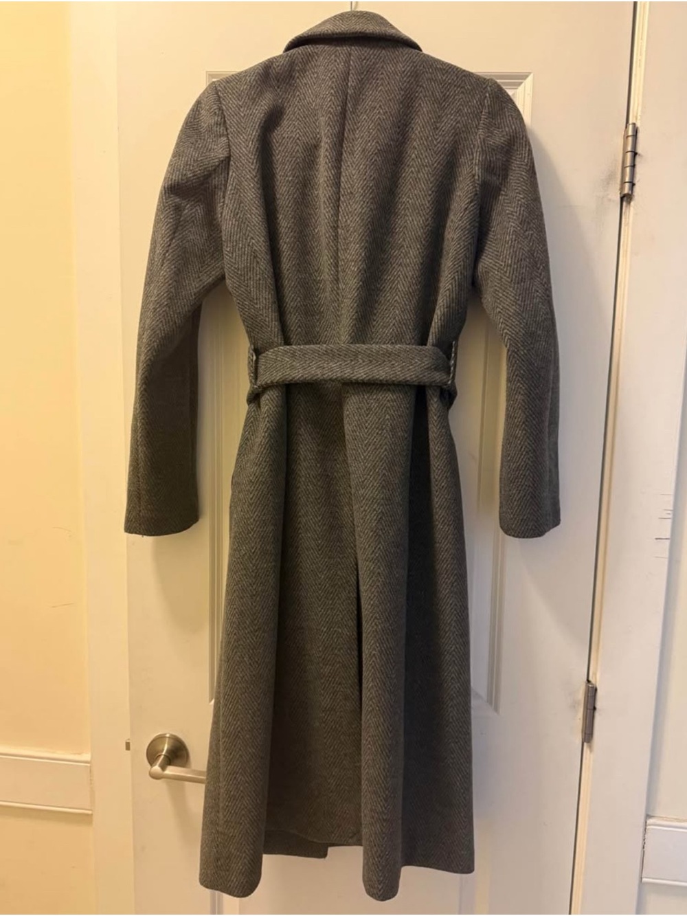 H&M Charcoal Gray Wool-Blend Coat with Belt - Picture 3 of 4